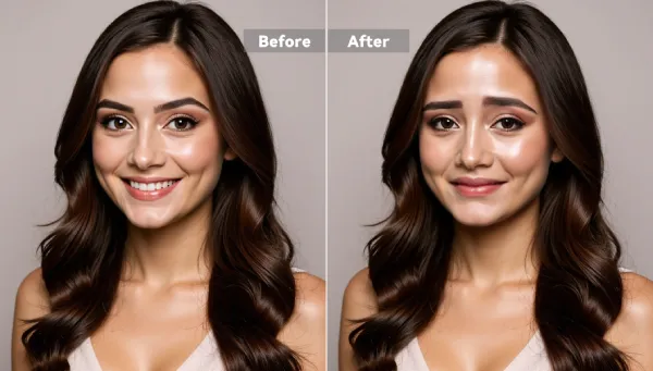 AI smile filter transforming a neutral face to happy